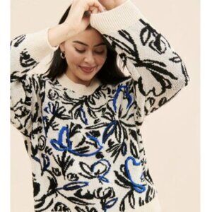 Anthropologie Floral Pop Sweater Wool Blend: Size XS, New Without Tags